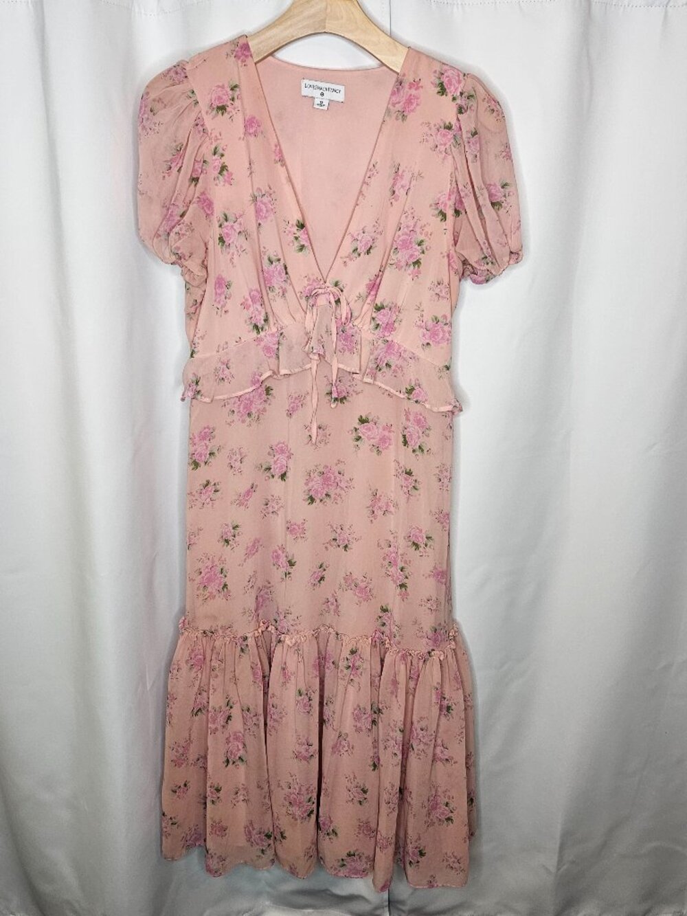 LoveShackFancy X Target Fleur Floral Ruffle Midi Dress - Pink Melon - Size 12